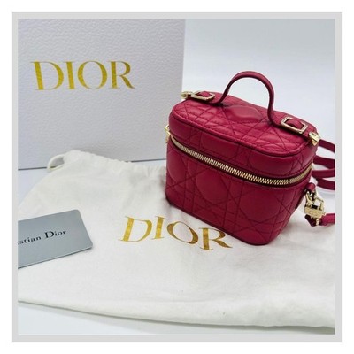 DIOR Micro Cannage Vanity Shoulder Bag in Pink Leather