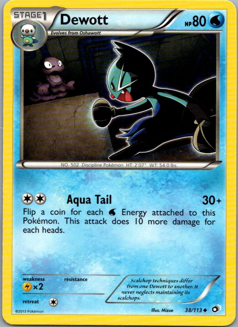 Dewott 38/113 Uncommon Legendary Treasures Pokemon Lightly Played