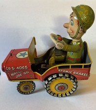 Vintage, Unique Art, G.I. Joe Jouncing Jeep Tin Wind-Up Toy