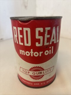 Vintage Metal 1 Quart Red Seal Motor Oil Can