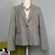 Banana Republic Black White Plaid Classic Fit Suit Blazer Jacket 14