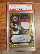 2023 Panini Select Rookie Signature Bijan Robinson Gold Disco Prizm /10 PSA 9 RC