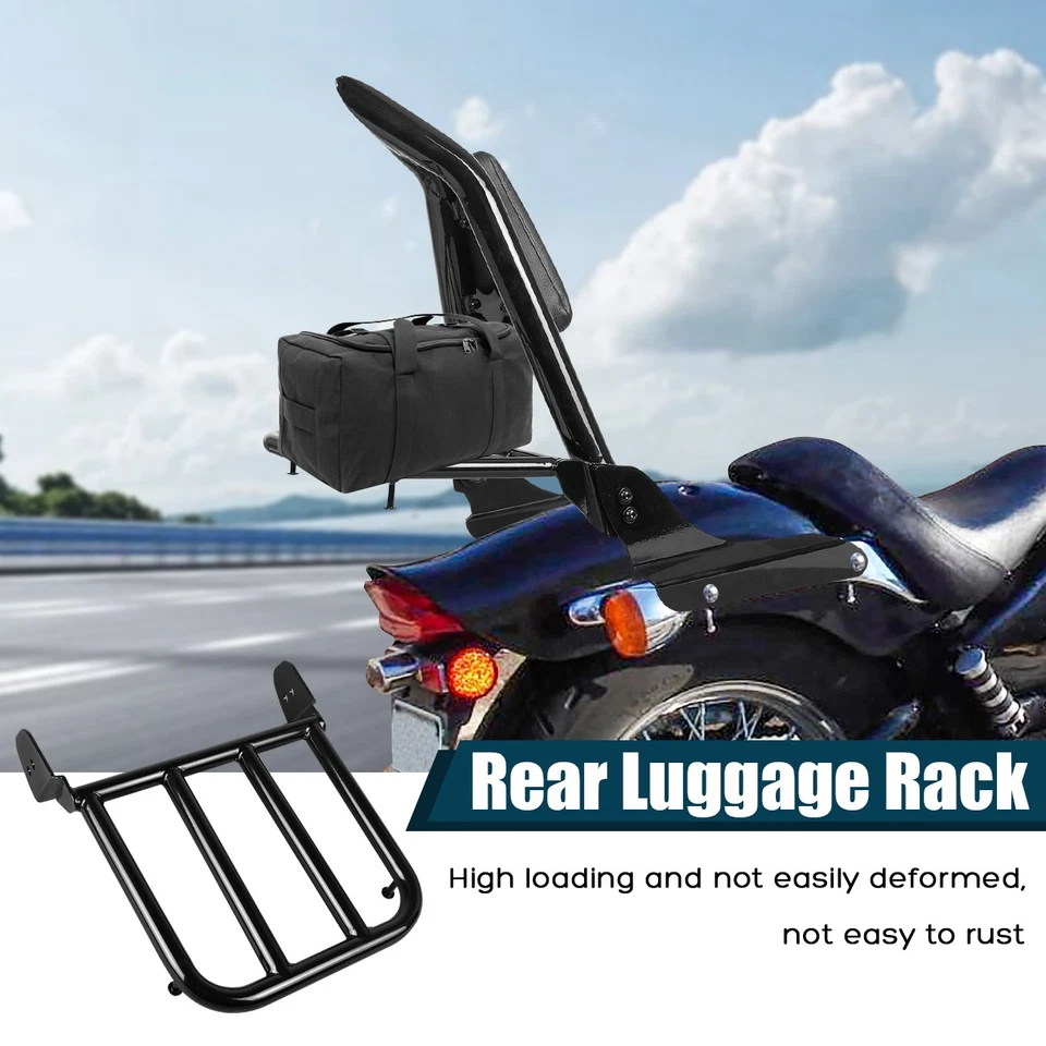 Rear Sissy Bar Backrest with Luggage Rack For Honda Shadow VLX600 VT600 1999-08 - Изображение 4 из 4