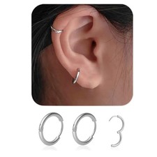 1 Pair 9mm Small Hoop Earrings for Women, 316L Surgical Stainless Steel Huggie H