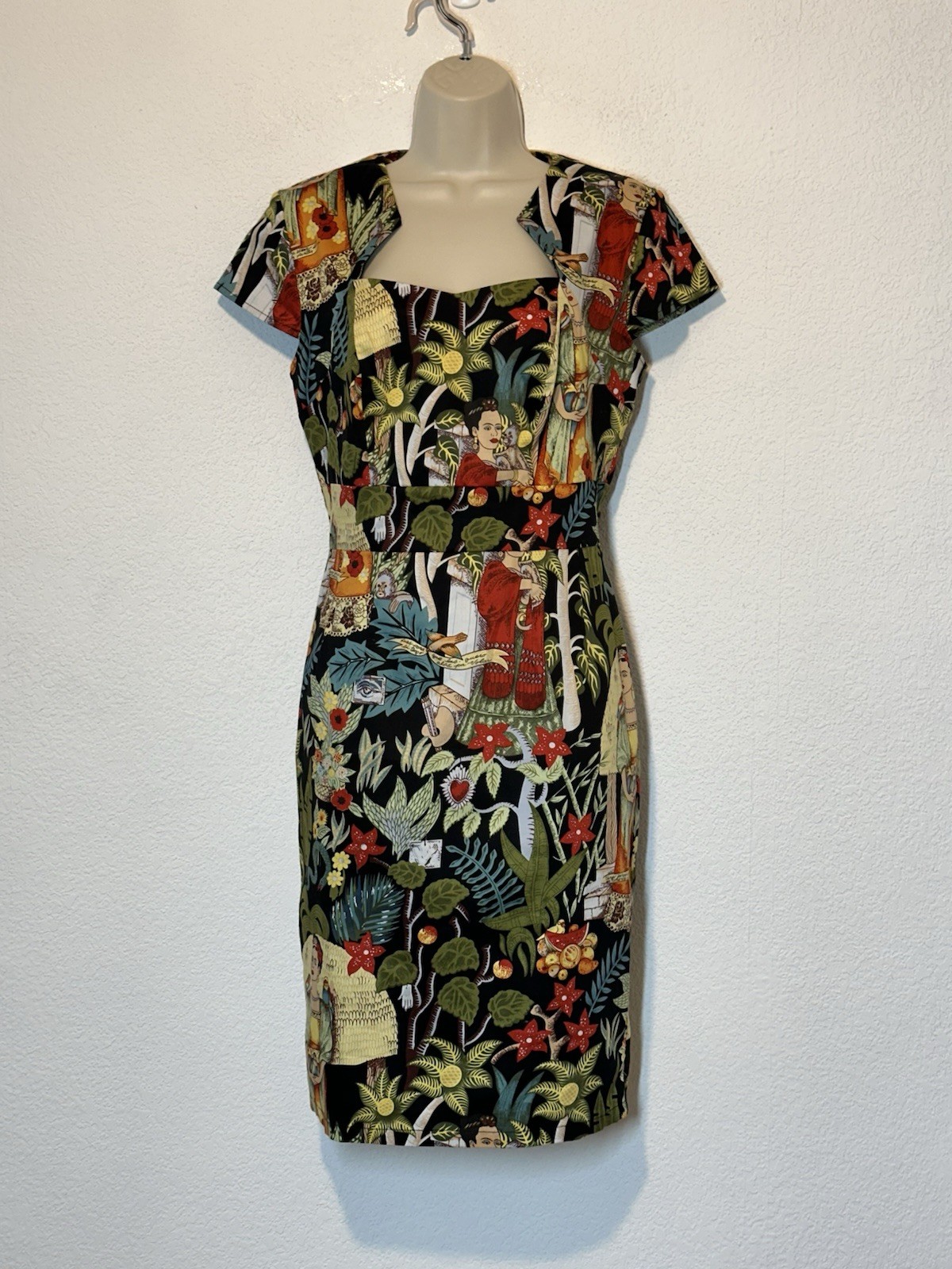 New Grace Karin Frida Khalo Multi-colored Sheath Dress Size M Lightweight Artsy