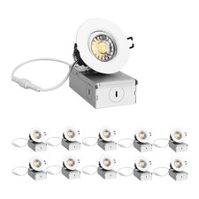 3 Inch LED Recessed Lights - 10 Pack White Gimbal LED Recessed Light, Round S...