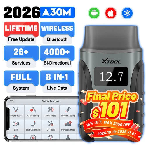 XTOOL A30M Car Bidirectional Scan Tool Diagnostic Scanner Code Reader 26+ Resets - product listing photo
