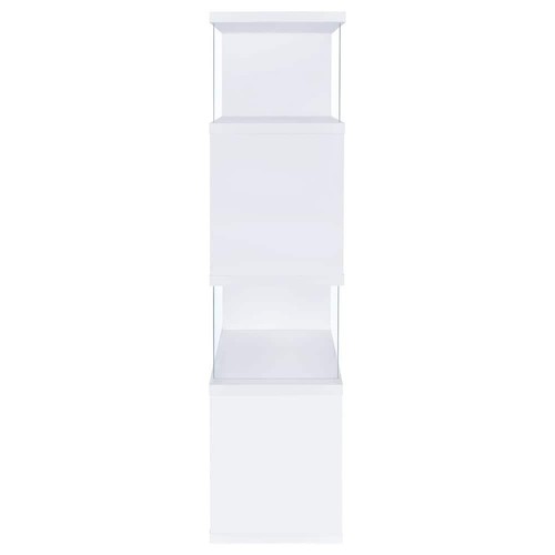 Coaster 4 Shelf Asymmetrical Snaking Bookcase Storage Open Back Glossy ...