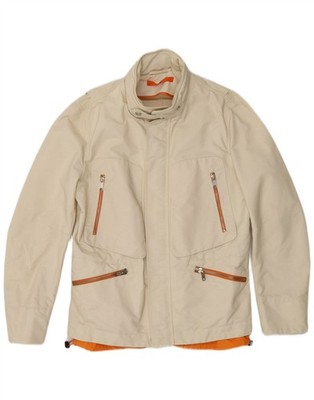Dondup Mens Hooded Utility Jacket IT 50 Large Off White Polyamide ZP20