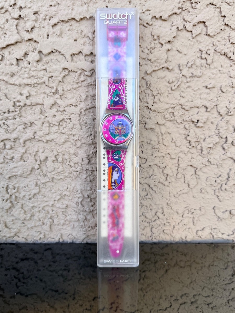 Vintage GX125 Swatch Watch 1993 Delhi India Taj Mahal Pink Swiss
