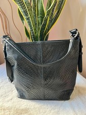 Borsa a sacco borsa shopper  vera pelle stampa intrecciata nera