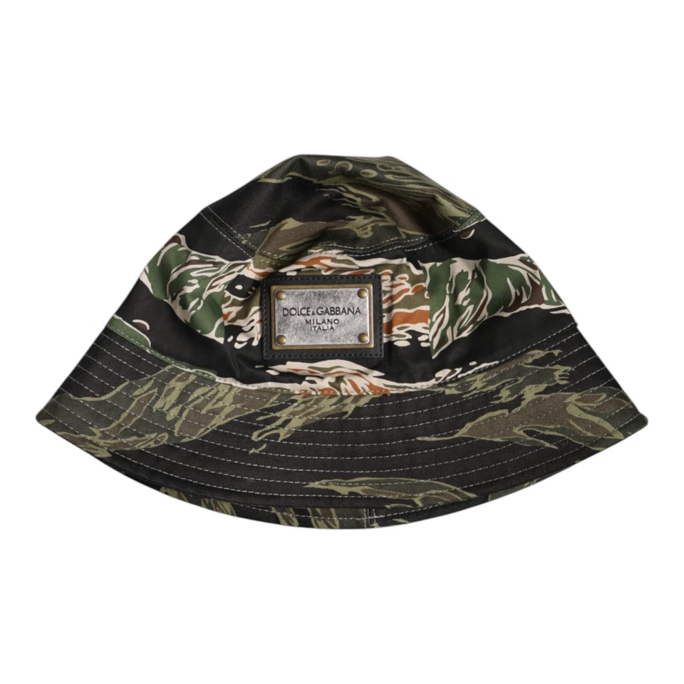 DOLCE & GABBANA Chapeau Multicolore DG Plaque Large Bord Bucket Capello 58... - Photo 2/4