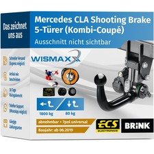 ANHÄNGERKUPPLUNG für CLA Shooting Brake ab 19 v. abnehmbar BRINK +7pol ESatz ABE