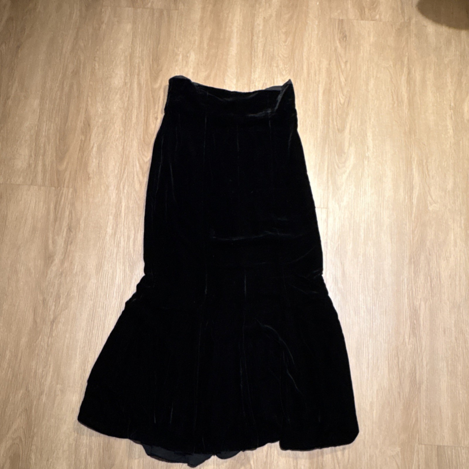 OMO Norma Kamali Black Velvet Flare Long Skirt Zip Women's Size 10