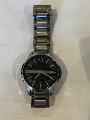 Armani Exchange Quartz Men's Watch Silver Stainless Steel Black Dial AX2103 