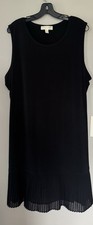 Michael Kors Womens Black Sleeveless Round Neck Ruffle Tank Dress Size 2xl