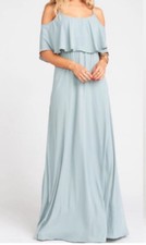 Show Me Your Mumu Women's Silver Sage Caitlin Ruffle Maxi Dress Medium Ruffle