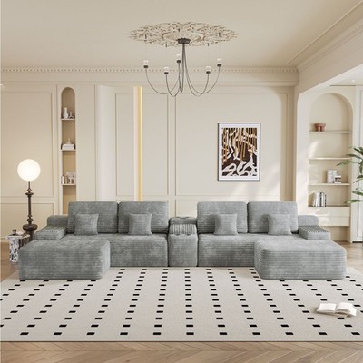 150''Width 5-piece Sectional Sofa with 2 Ottomans,Comfy U-shaped Sofa Couch for