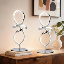 Modern Lamp with LED Spiral Design, Bedside Lamp with Stepless Dimming Switch...