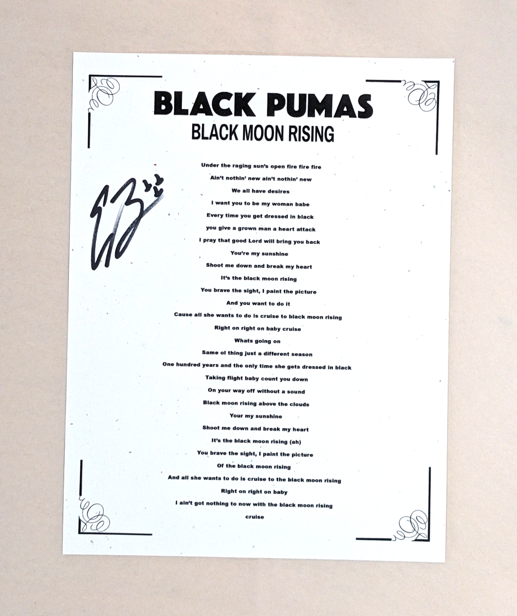 BLACK PUMAS Eric Burton SIGNED 8.5x11