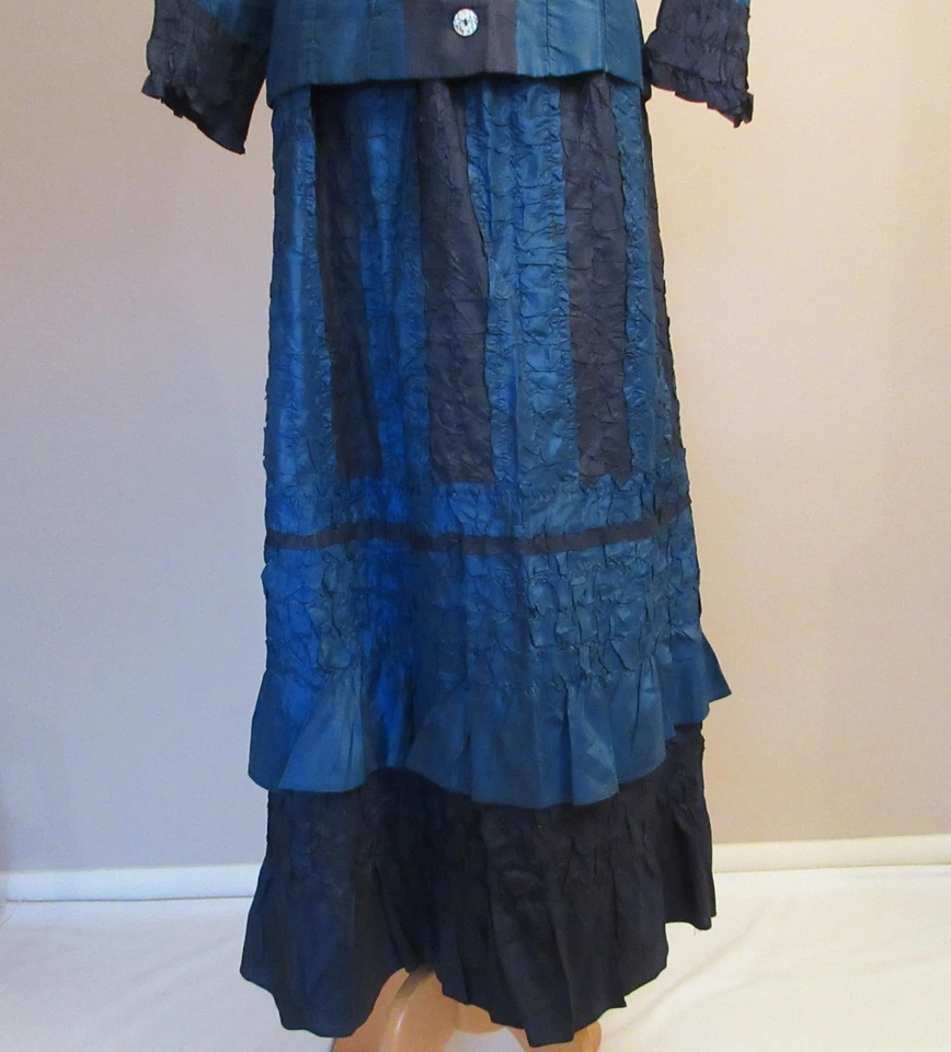 Винтажный эдвардианский двухцветный шелк блузка и соответствующая юбка комплект - Изображение 4 из 4