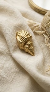 Authentic Gold Plated Shell Brooch Large Conch Pin Minimalist Bohemian Jewelry Vintage