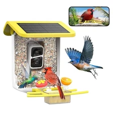  Bird Feeder with Camera B300-YE: Smart Birdhouse Camera AI Recognition Yellow