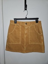 American Eagle Retro Corduroy Mini Skirt Pockets Casual Cute Golden Brown Size 6