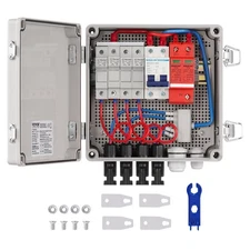 PV Combiner Box,4 String,Solar Combiner Box with 10A Rated Current Fuse 63A Cir