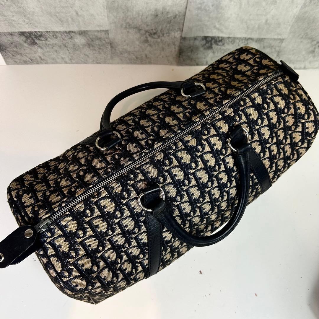 Christian Dior Mini Boston Handbag Canvas Genuine Leather Navy Beige Authentic thumbnail 21