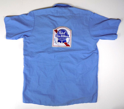 Pabst Blue Ribbon Red Kap Work Shirt L Beer Vintage Patch Light Blue Delivery