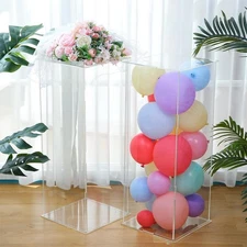 2Pack Large Premium Clear Rectangle Acrylic Deacor Display Pedestal Riser Stands