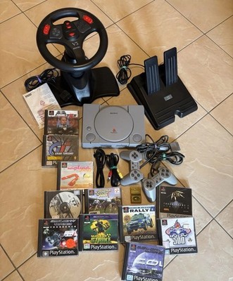 Sony PlayStation 1 PS1 Konsole SCPH-5552 + Lenkrad + Controller + Spiele Memory