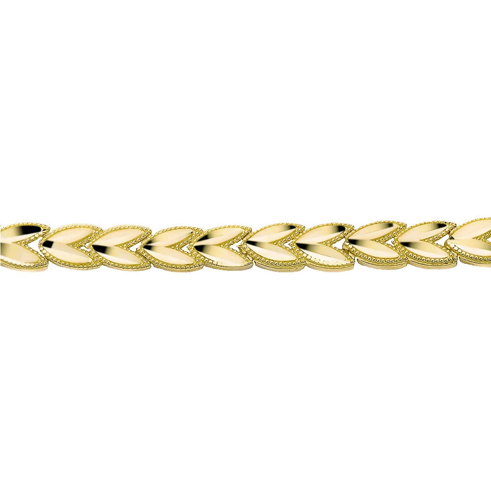 Brazalete para mujer de oro amarillo macizo con eslabones de hoja de Chevron corte brillante (3,81 mm) Foto 2 de 2