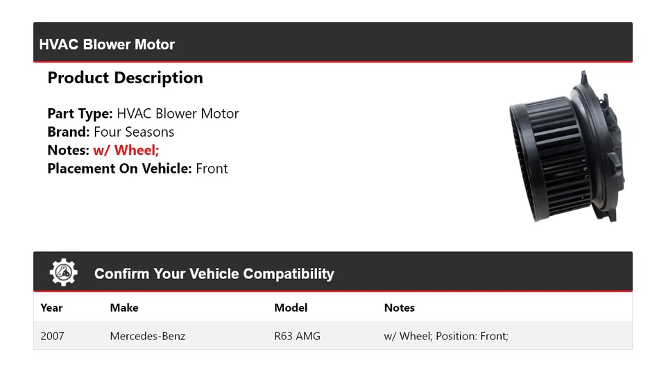 Передний двигатель вентилятора ОВК 2007 Mercedes-Benz R63 AMG 4 сезона - Изображение 2 из 4