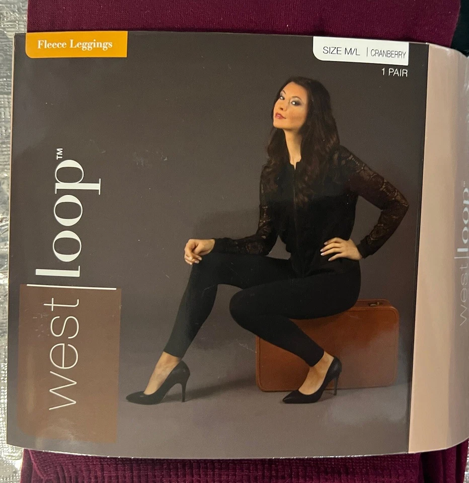 West Loop Women’s Fleece Leggings Cranberry Size: M/L Elastic Waist Full Length - Image 2 of 4