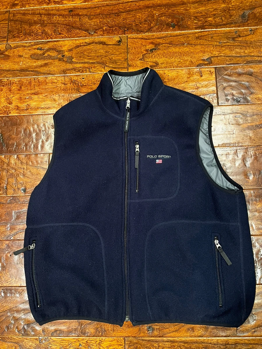 Vintage Polo Sport Ralph Lauren Blue Fleece Vest Size XL Made in USA RARE |  eBay