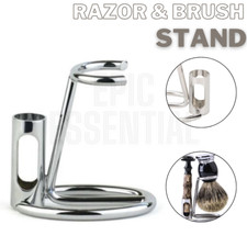 Chrome Safety Razor Shaving Brush Stand - Desktop stand for Men Stable base