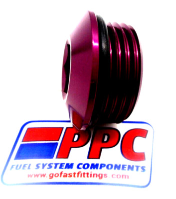 12 an slim line Lightweight profile milled orb o ring boss port plug Purple Alum