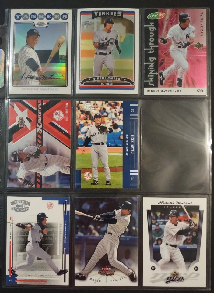 Hideki Matsui Lote 17 New York Yankees Topps Cromo Refractor Fleer 124/150 UD Foto 3 de 4