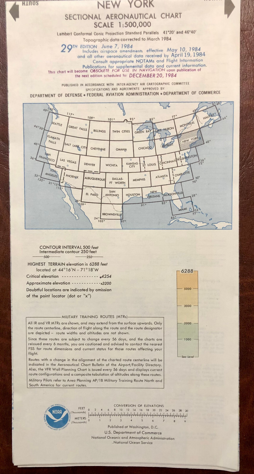 1984 New York Sectional Aeronautical Chart (U9) Vintage Route Map eBay