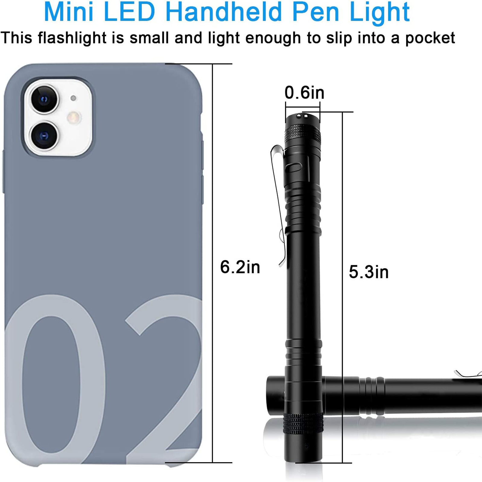 10 x LED Flashlight Clip Mini Light Penlight Pocket Portable Pen Torch Lamp - Picture 8 of 12