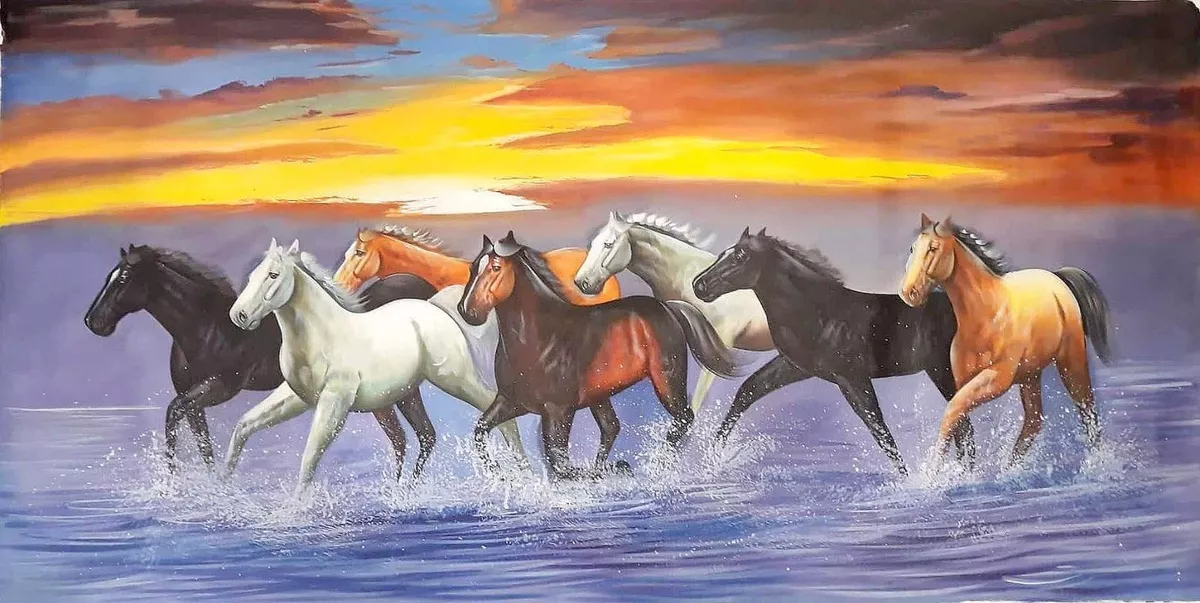 Running horse painting deals