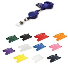 Retractable BLUE Neck Lanyard 15mm Neck Strap & Badge Reel & ID Card Holder.