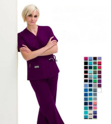 Landau Womens Scrubs Double Pocket Crossover Top 9534 Colors And