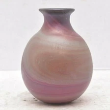 vintage Signed Sherburne Slack STUDIO Art Glass VASE MATTE FINISH 5.5" TALL MCM