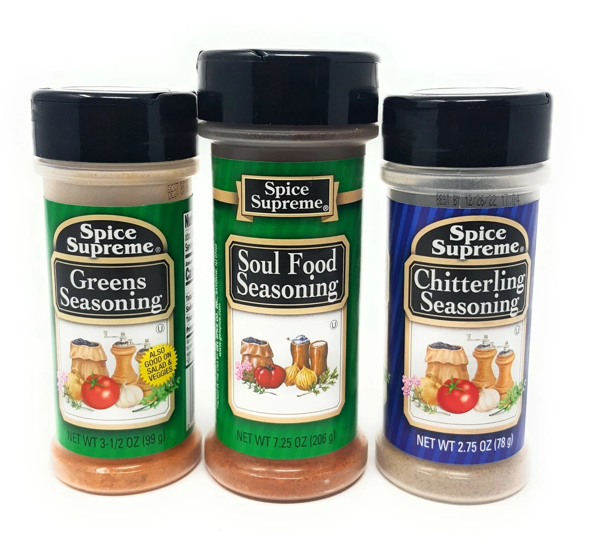 Spice Supreme SOUL FOOD, GREENS, CHITTERLING SEASONING COOKING BUNDLE - 3  PACK 