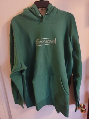 Supreme Kaws Chalk Box Logo Hoodie Sweatshirt Authentic - Green