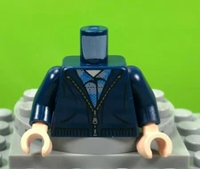 LEGO Minifigure Torso Dark Blue Hoodie over Blue & Gray Shirt Harry Potter Torso