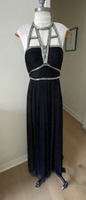 George Black Evening Dress With Metallic Detailing Size 8